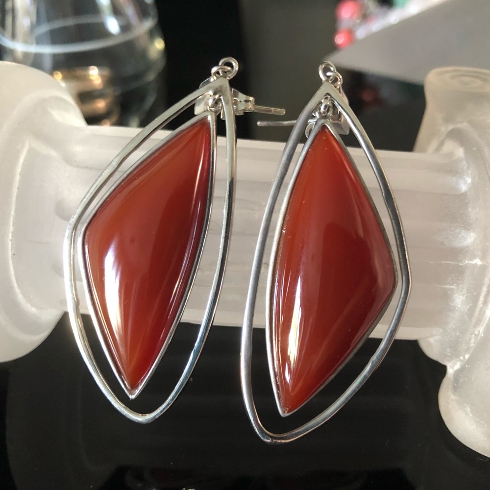 Gem Insider 2.25" Freeform Carnelian Drop Earrings